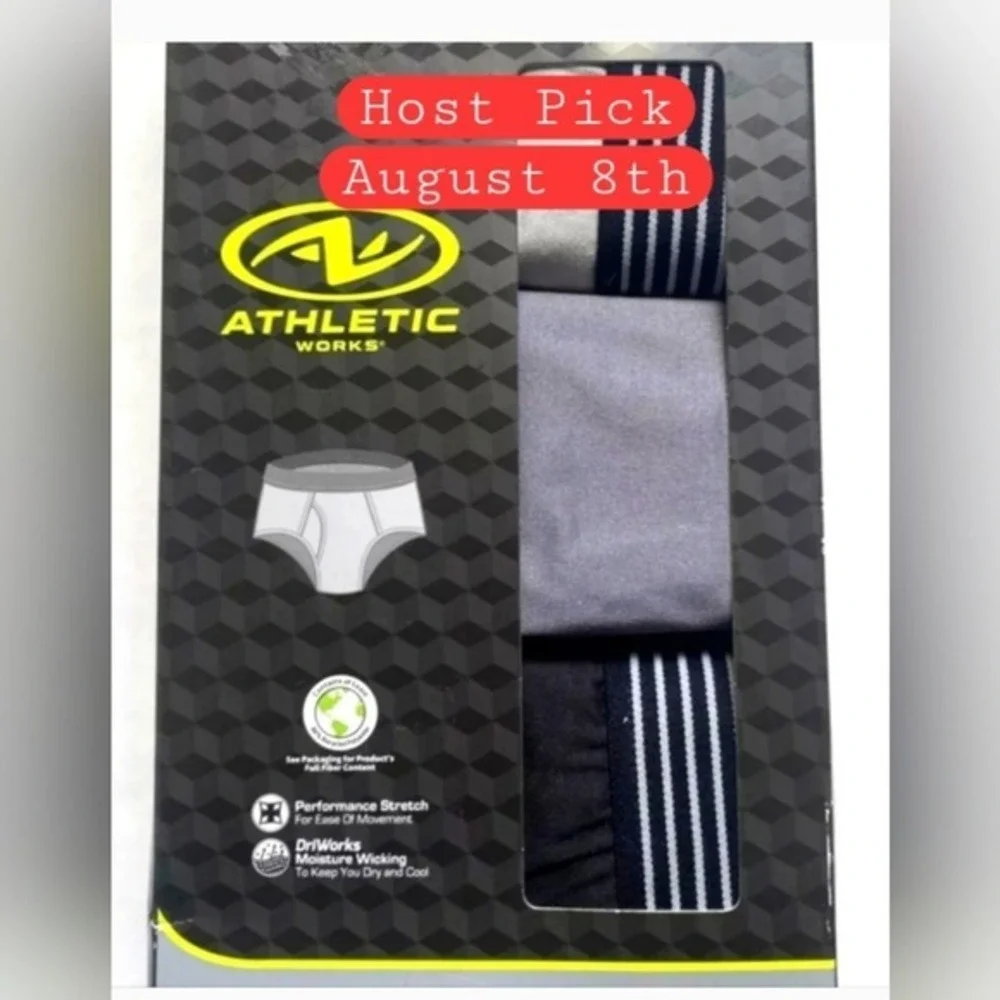 Athletic Works Mens 3PK Performance Briefs 3XL 48-50 Moisture Wicking Grey Black